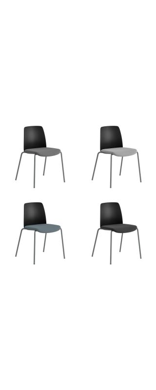 STOL MED TYGSITS, PLASTRYGG OCH FYRBENSSTATIV – CHOICE - SVART