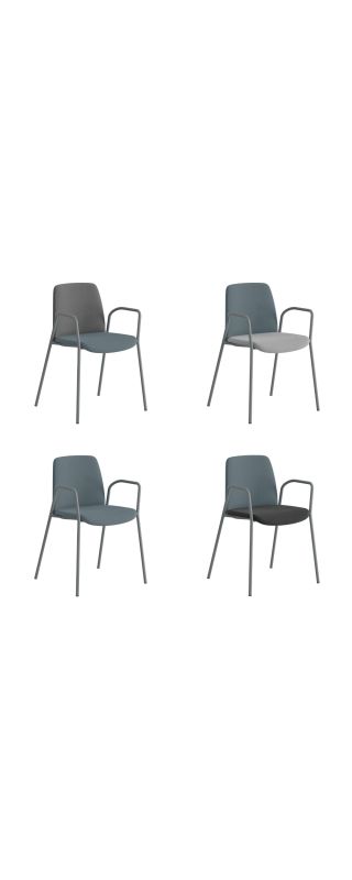 TYGKLÄDD STAPELBAR STOL MED ARMSTÖD – CHOICE - BLÅ