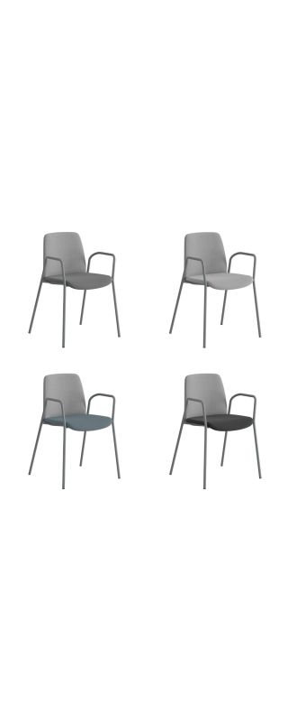 TYGKLÄDD STAPELBAR STOL MED ARMSTÖD – CHOICE - LJUSGRÅ