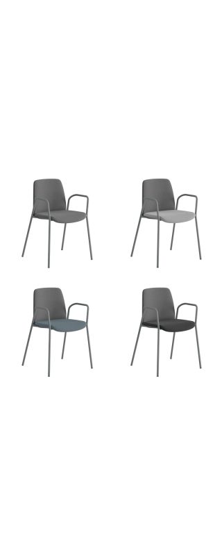 TYGKLÄDD STAPELBAR STOL MED ARMSTÖD – CHOICE - MÖRKGRÅ