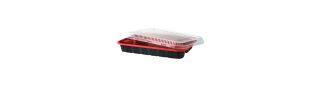 Mikroform 4-fack 990ml med lock Röd/Svart 200-p