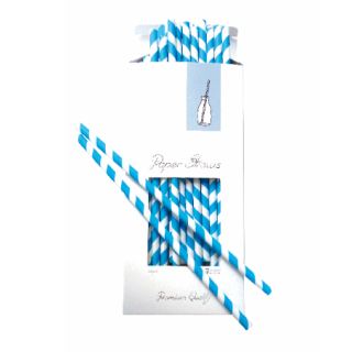 PAPER STRAW BLUE/WHITE D8 X 255 MM