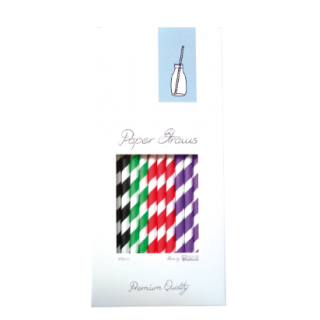 PAPER STRAW MIXED COLOURS D8 x 255 MM