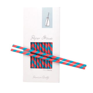 PAPER STRAW RED/BLUE D8 x 255 MM