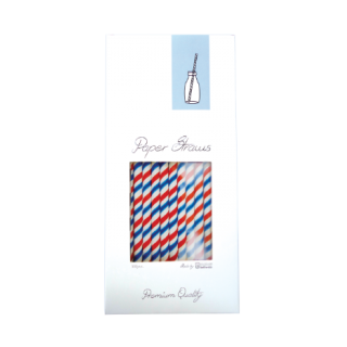 PAPER STRAW RED/WHITE/BLUE D8 x 255 MM