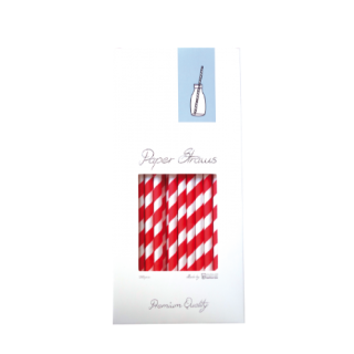 PAPER STRAW RED/WHITE D8 x 255 MM