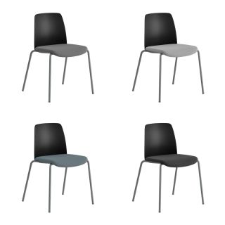 STOL MED TYGSITS, PLASTRYGG OCH FYRBENSSTATIV – CHOICE - SVART